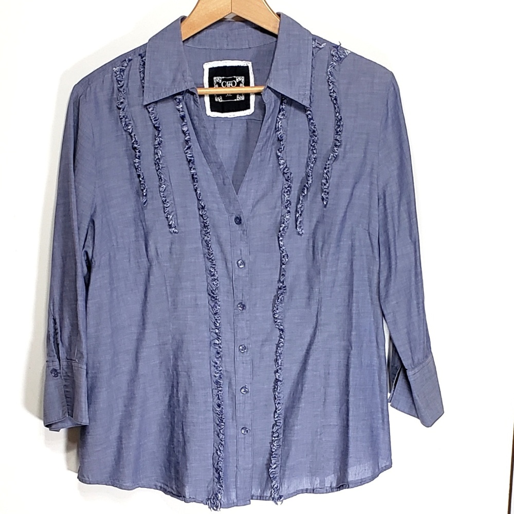 Cato Ruffle Button Down Blouse Size XL